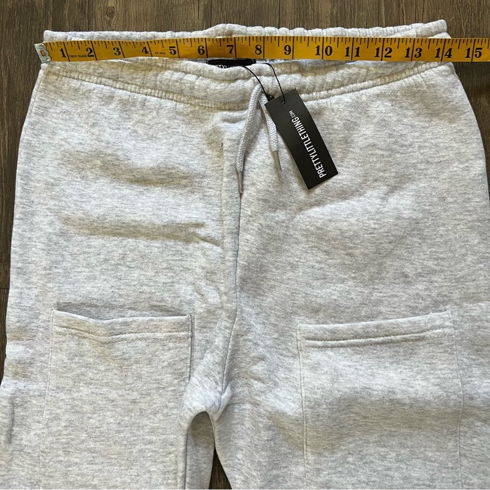 NWT PrettyLittleThing Ash Grey Thigh Pocket Casual Cuffed Joggers Sweatpants S - Picture 9 of 11